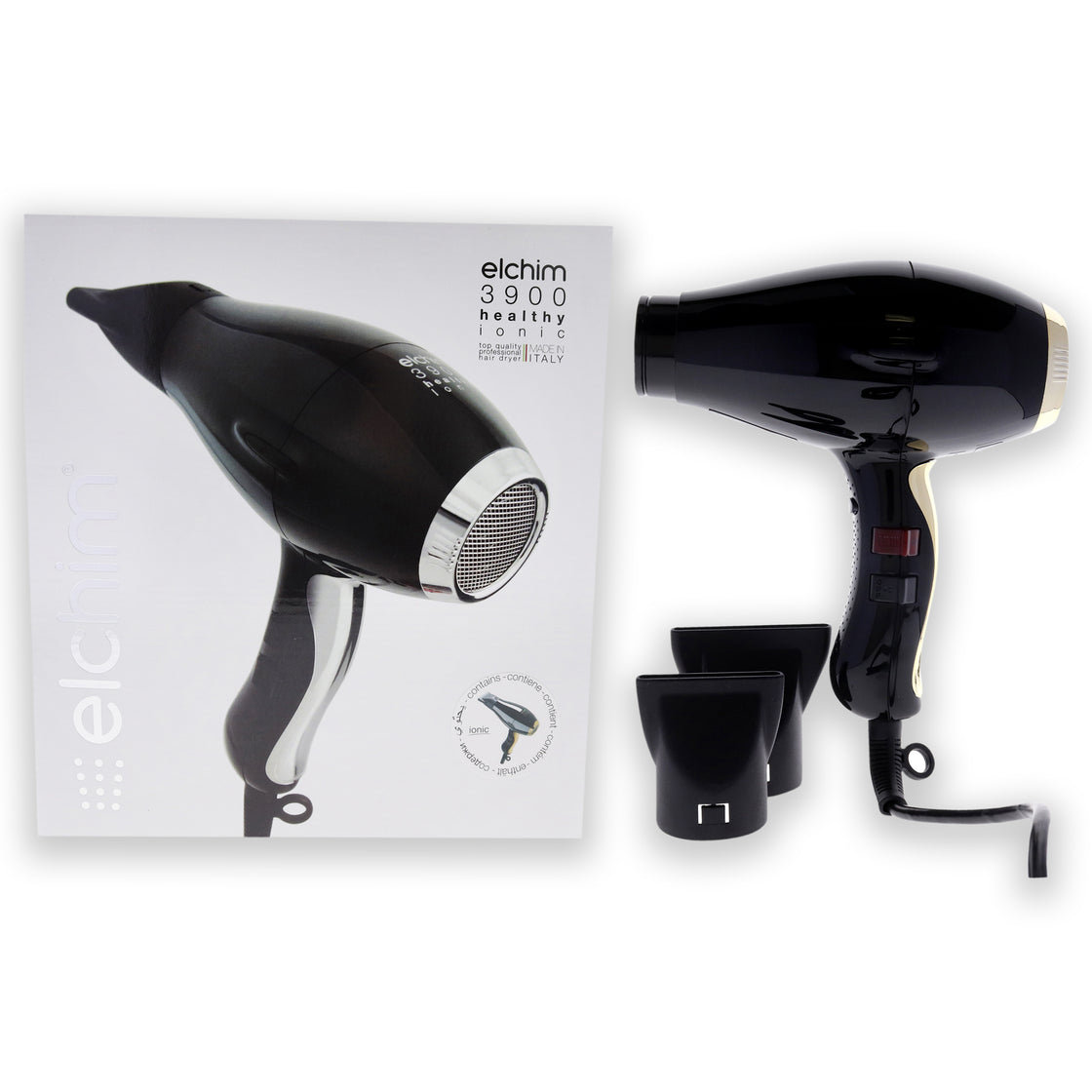 3900 Healthy Ionic Hair Dryer - Black-Gold by Elchim for Unisex - 1 Pc Hair Dryer