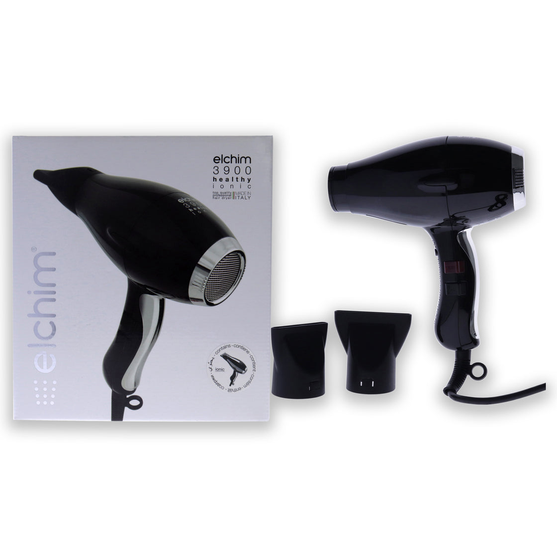 3900 Healthy Ionic Hair Dryer - Black-Silver by Elchim for Unisex - 1 Pc Hair Dryer