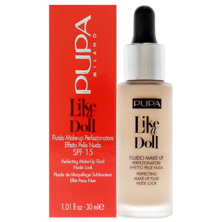Like A Doll Perfecting Make-Up Fluid Nude Look Foundation SPF 15 - 020 Light Beige by Pupa Milano for Women - 1.01 oz Foundation
