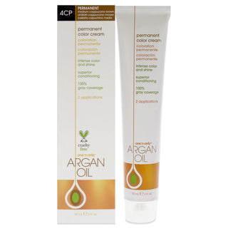 Argan Oil Permanent Color Cream - 4CP Medium Cappuccino Brown by One n Only for Unisex - 3 oz Hair Color