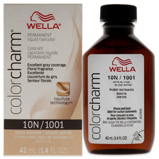 Color Charm Permanent Liquid Hair Color - 1001 10N Satin Blonde by Wella for Unisex - 1.42 oz Hair Color