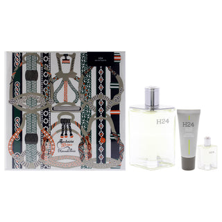 H24 by Hermes for Men - 3 Pc Gift Set 3.3oz EDT Spray, 0.17oz EDT Spray, 0.67oz Face Moisturizer