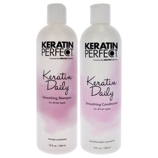 Keratin Daily Kit by Keratin Perfect for Unisex - 2 Pc Kit 12oz Shampoo, 12oz Conditioner