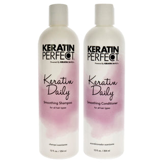 Keratin Daily Shampoo and Conditioner Kit by Keratin Perfect for Unisex - 2 Pc Kit 12oz Shampoo, 12oz Conditioner