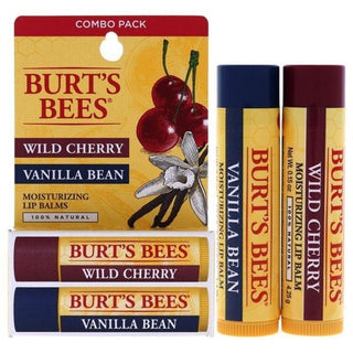 Wild Cherry and Vanilla Bean Moisturizing Lip Balm Twin Pack by Burts Bees for Unisex - 2 x 0.15 oz Lip Balm