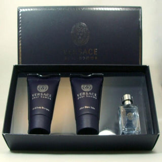 VERSACE POUR HOMME 3 PCS SET: 0.17 EAU DE TOILETTE + 0.8 SHAMPOO + 0.8 AFTER SHAVE BALM
