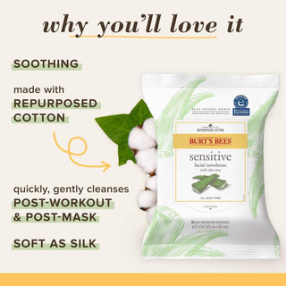 Facial Cleansing Towelettes Sensitive by Burts Bees for Unisex - 30 Count Towelettes