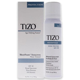 SheerFoam Body And Face Non-Tinted SPF 30 by Tizo for Unisex - 3.5 oz Sunscreen