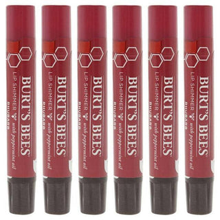 Lip Shimmer - Rhubarb by Burts Bees for Women - 0.09 oz Lip Balm - Pack of 6