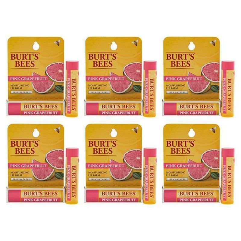 Pink Grapefruit Moisturizing Lip Balm Blister by Burts Bees for Unisex - 0.15 oz Lip Balm - Pack of 6