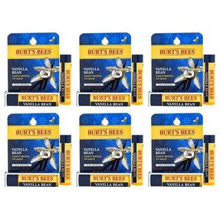 Vanilla Bean Moisturizing Lip Balm Blister by Burts Bees for Unisex - 0.15 oz Lip Balm - Pack of 6