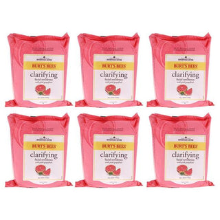 Facial Cleansing Towelettes - Pink Grapefruit by Burts Bees for Unisex - 30 Count Towelettes - Pack of 6