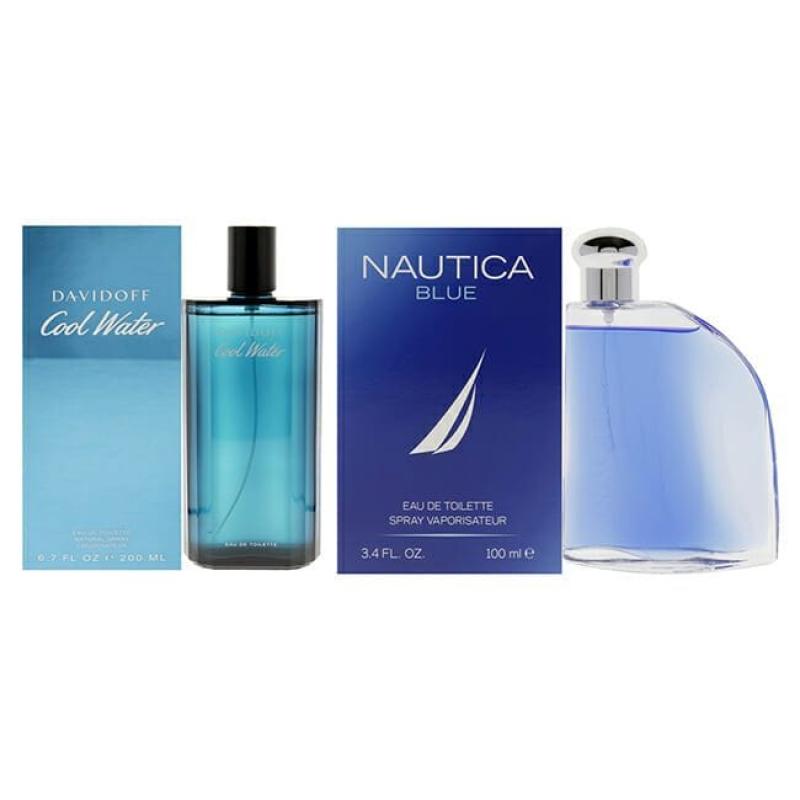 Cool Water and Nautica Blue Kit by Various Designers for Men - 2 Pc Kit 6.7oz EDT Spray, 3.4 oz EDT Spray