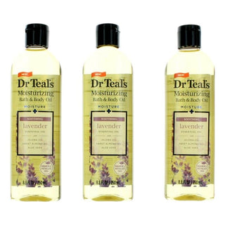 Soothing Lavender Essential Oil By Dr. Teal'S, 3 Pack 8.8 Oz Moisturizing Bath & Body Oil