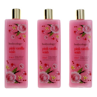 Pink Vanilla Wish By Bodycology, 3 Pack 16 Oz 2 In 1 Body Wash & Bubble Bath For Women