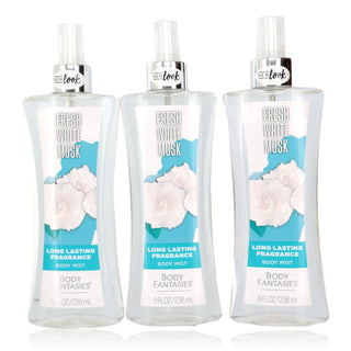 Fresh White Musk By Body Fantasies, 3 Pack 8 Oz Fragrance Body Spray For Women