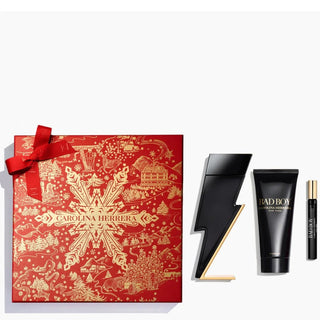 CAROLINA HERRERA BAD BOY 3 PCS SET: 3.4 EAU DE TOILETTE SPRAY + 0.34 EAU DE TOILETTE SPRAY + 3.4 SHOWER GEL.