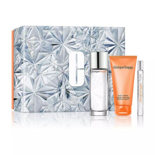 Clinique Happy 3 Pcs Set For Women: 1.7 Perfume Spray + 2.5 Body Cream + 0.34 Perfume Spray