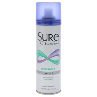 Sure Aerosol Anti-Perspirant and Deodorant - Unscented for Unisex - 6 oz Deodorant Spray