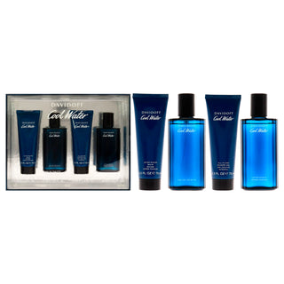 Davidoff Cool Water for Men 4-Piece Gift Set - EDT Spray, After Shave Balm, Shower Gel, After Shave