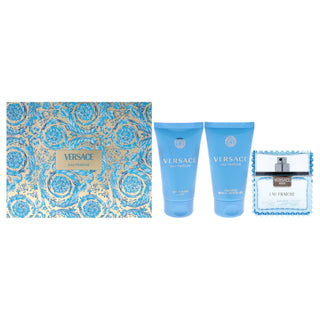 "Versace Eau Fraiche for Men 3 Pc Gift Set - EDT Spray, Shower Gel, After Shave Balm" - Perfect for Gifting or Self-indulgence!