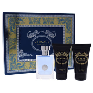 Versace Pour Homme by Versace for Men - 3 Pc Gift Set with EDT Spray, Hair and Body Shampoo, After Shave Balm