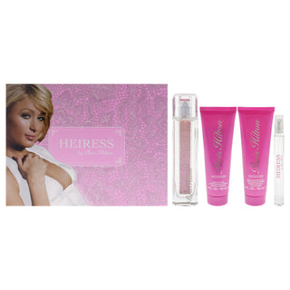 Heiress by Paris Hilton for Women - 4 Pc Gift Set 3.4oz EDP Spray, 0.34oz EDP Spray, 3oz Body Lotion, 3oz Bath and Shower Gel