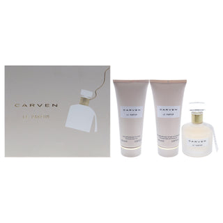 Carven Le Parfum for Women 3 Pc Gift Set - EDP Spray, Body Milk, Bath & Shower Gel
