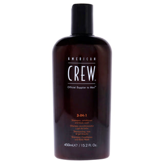 3-In-1 Shampoo and Conditoner and Body Wash by American Crew for Men - 15.2 oz Shampoo, Conditoner and Body Wash