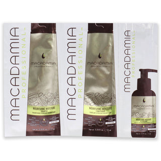 Professional Nourishing Moisture Set by Macadamia Oil for Unisex - 3 Pc Kit 0.34oz Shampoo, 0.34oz Conditioner, 0.17oz Oil Treatment