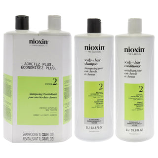 System 2 Kit by Nioxin for Unisex - 33.8oz Shampoo, Conditioner