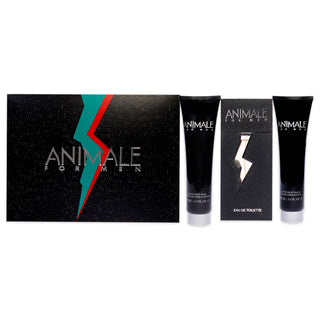 Animale by Animale for Men 3 Pc Gift Set - EDT Spray, After Shave Balm, Hair and Body Wash - Great Gift Idea for Men