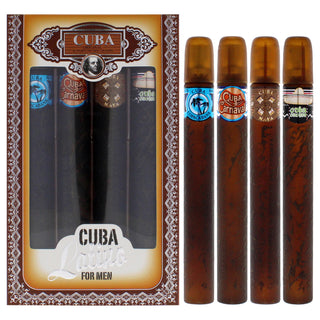 Cuba Latino Collection for Men - 4 Pc Gift Set with EDT Sprays of Copacabana, Maya, Carnaval, and Cactus