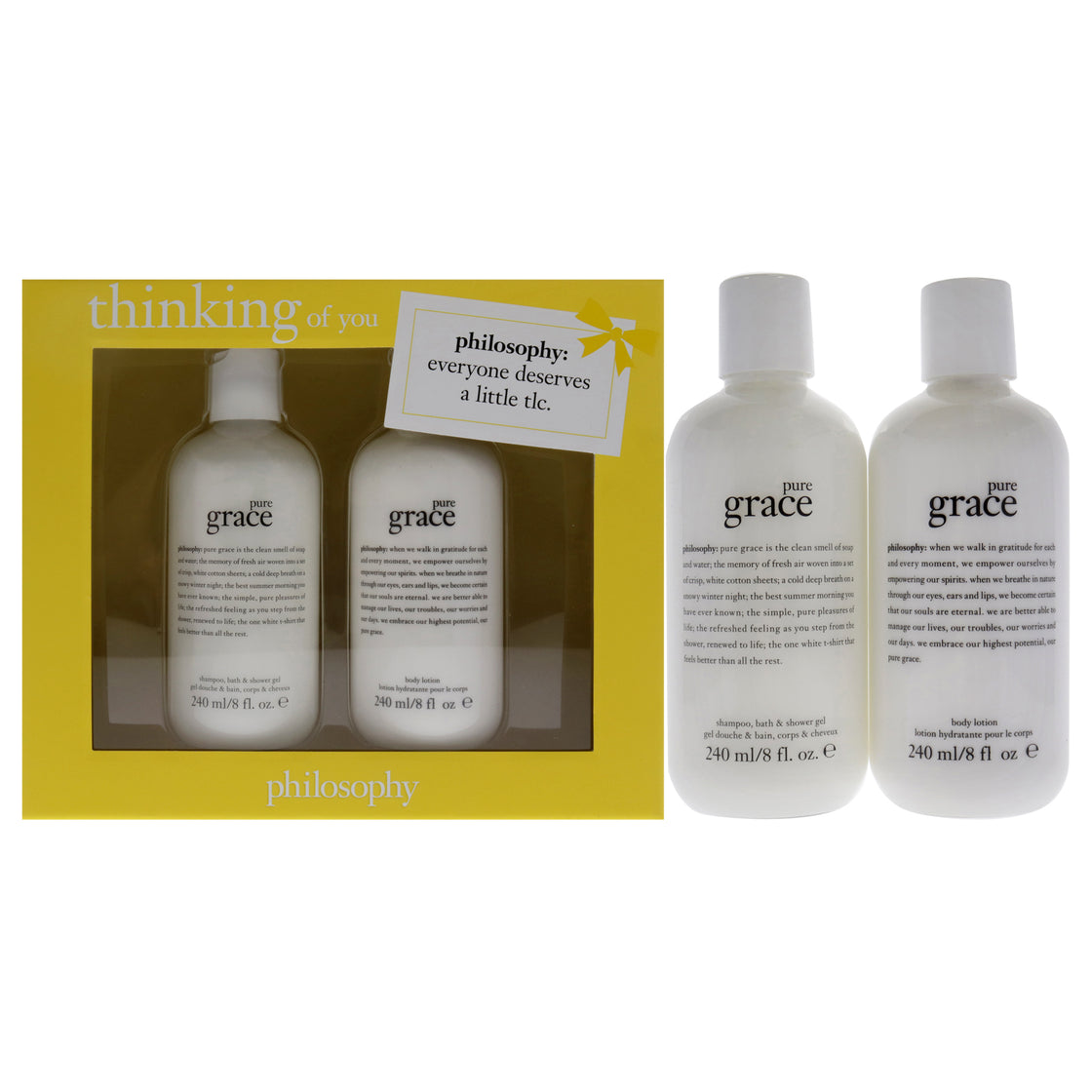 Thinking of You Kit by Philosophy for Women - 2 Pc 8oz Pure Grace Shampo Bath and Shower Gel, 8oz Pure Grace Body Lotion