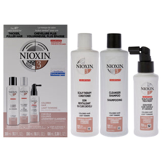 System 3 Kit by Nioxin for Unisex - 3 Pc 10.1oz Color Safe Cleanser Shampoo, 10.1 oz Color Safe Scalp Therapy Conditioner, 3.38oz Color Safe Scalp and Hair Treatment