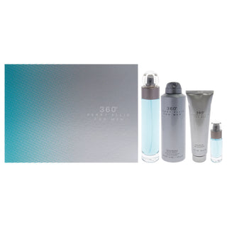 Perry Ellis 360 for Men Gift Set - 4 Pc EDT Spray, Body Spray, Shower Gel, EDT Spray