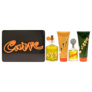 Curve by Liz Claiborne for Men - 4 Pc Gift Set with EDC Spray, Splash, After Shave Balm, and Shower Gel