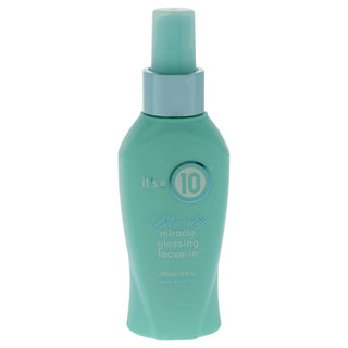 Blow Dry Miracle Glossing Leave-In Treatment by Its A 10 for Unisex - 4 oz - Enhance Your Hair's Shine and Smoothness