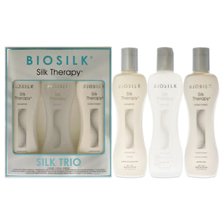 Biosilk Silk Therapy Trio for Unisex - 3 Pc Set with Silk Therapy Shampoo, Conditioner, and Original Formula