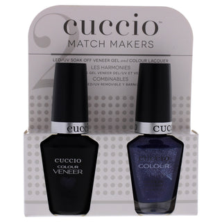 Match Makers Set - Purple Rain In Spain by Cuccio Colour for Women - 2 Pc 0.44oz Veneer Soak Of Gel Nail Polish, 0.43oz Colour Nail Polish
