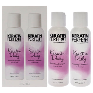 Keratin Perfect Daily Duo Shampoo and Conditioner Set for Unisex - 2 Piece 3.4oz Hair Care Kit