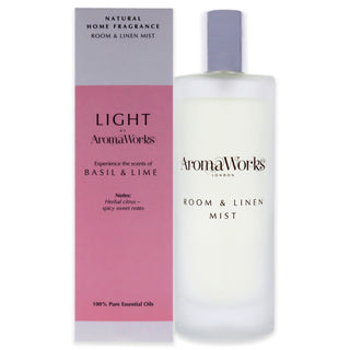 Aromaworks Light Room and Linen Mist - Basil and Lime 3.4 oz Room Spray for Unisex