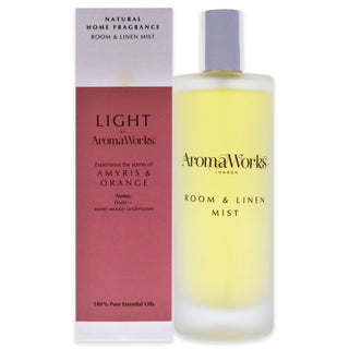 Aromaworks Amyris and Orange Light Room and Linen Mist for Unisex - 3.4 oz Room Spray