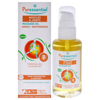 Puressentiel Muscle Relaxing Organic Massage Oil with Arnica and Wintergreen - 3.5 oz Oil for Unisex