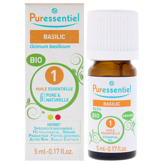 Organic Basil Essential Oil by Puressentiel - Pure and Natural Aromatherapy Oil for Men and Women - 0.17 oz Bottle