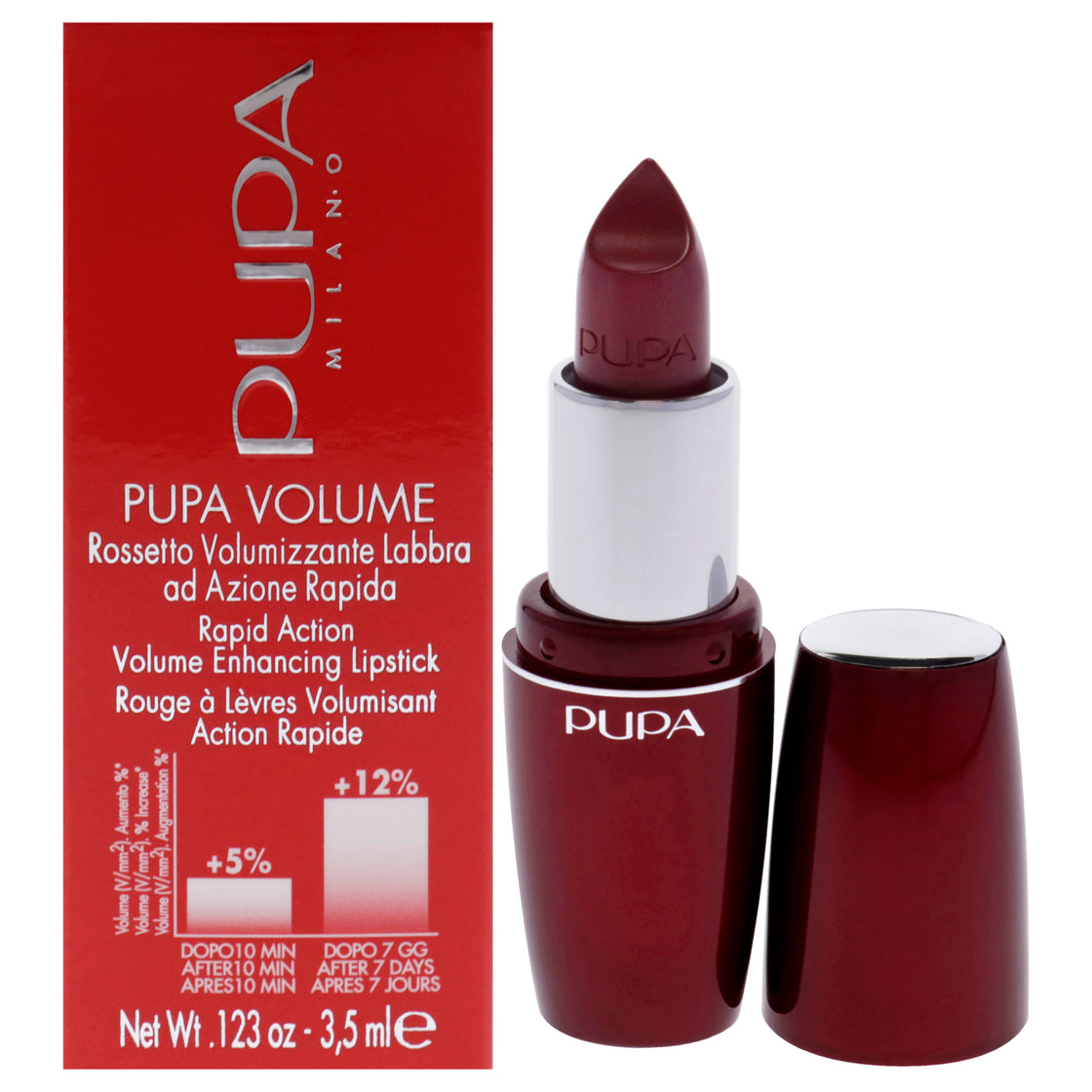 Pupa Volume Rapid Action Enhacing Lipstick - 301 Coral Pink by Pupa Milano for Women - 0.123 oz Lipstick