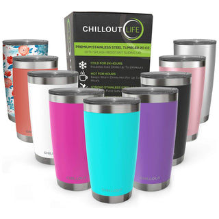 Chillout Life Stainless Steel Tumbler with Lid and Straw - Teal for Unisex - 20 oz Tumbler for Hot and Cold Drinks