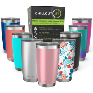 Chillout Life Stainless Steel Tumbler with Lid and Straw - Rose Gold - 20 oz Unisex Tumbler