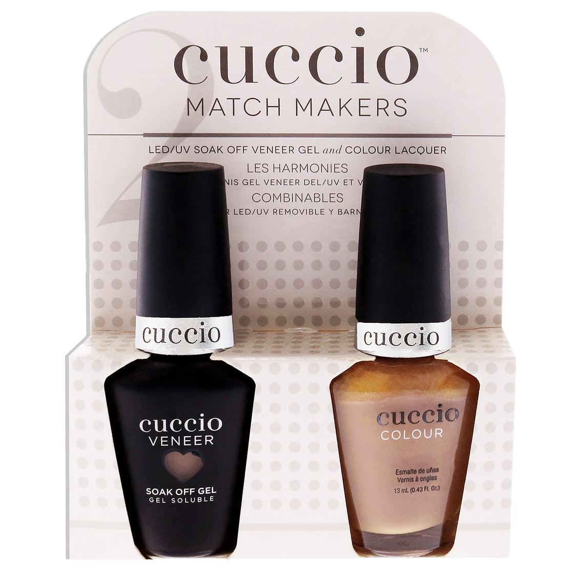Match Makers Set - See You Latte by Cuccio Colour for Women - 2 Pc 0.44oz Veneer Soak Of Gel Nail Polish, 0.43oz Colour Nail Polish