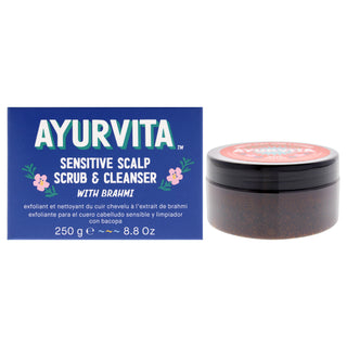 AyurVita Sensitive Scalp Scrub and Cleanser with Brahmi - Gentle Care for Unisex Scalp - 8.8 oz
